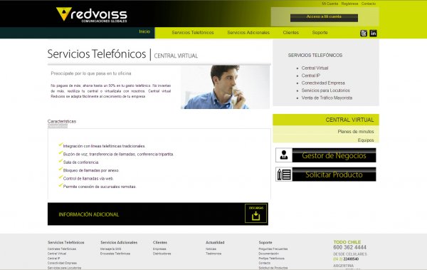 La central virtual de RedVoiss requiere teléfono IP.