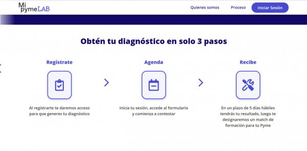 El diagnóstico es el primer paso en el sitio web para comenzar la transformación digital.