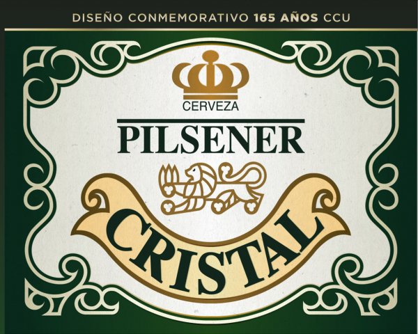 Esta es una réplica de la etiqueta de la clásica Pilsener Cristal, parte de una campaña de 2015 en la que se conmemoraron 165 años de tradición cervecera de CCU.